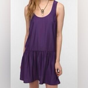 Urban Outfitters Silence and Noise Deep Purple Scoop Neck Mini Dress drop waist